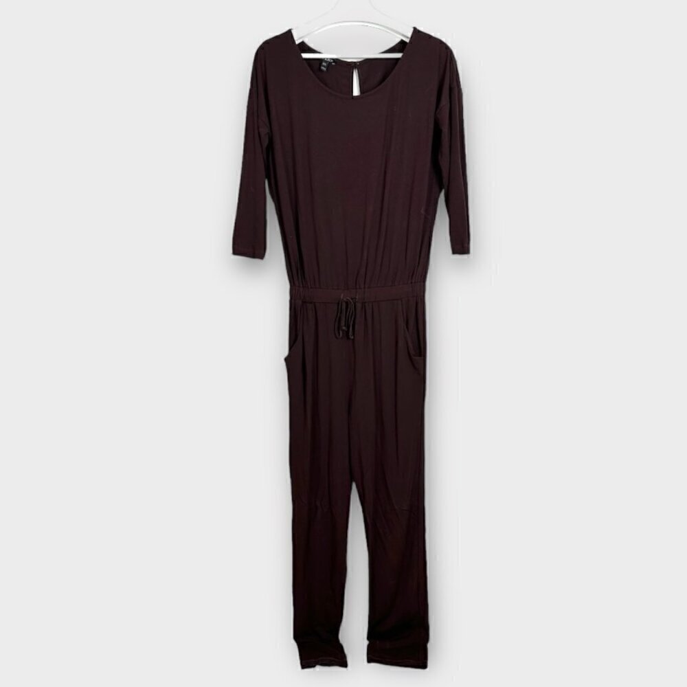 Baukjen Long Sleeve Tie Waist Jumpsuit Chocolate Brown